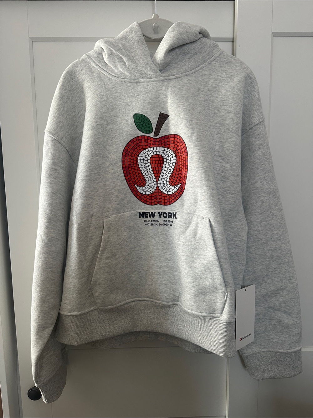 lululemon athletica Gray Hoodie with Red Apple Logo